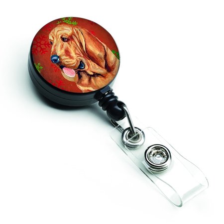 TEACHERS AID Bloodhound Red & Green Snowflakes Holiday Christmas Retractable Badge Reel TE755278